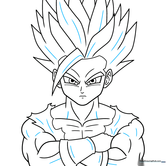 Final line art of Gohan ready for coloring.
