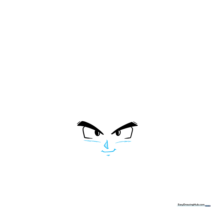 Goku's face showing the nose, mouth, and cheek shading details.