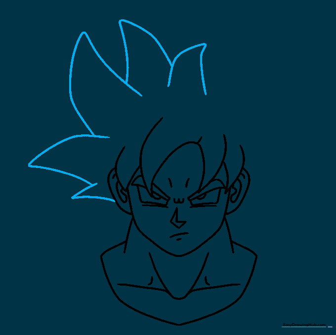 Adding additional hair spikes to the top of Goku's head.