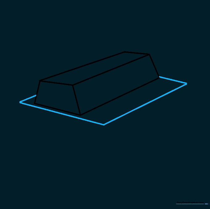 A rectangle outline drawn below the first gold bar to represent the base of the stack.