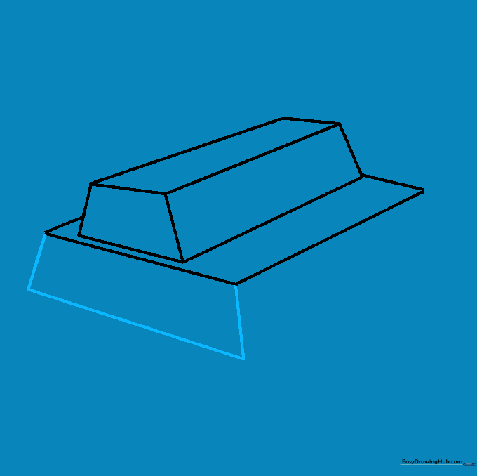 Adding a trapezoid to the front of the lower rectangle to define the base bars.