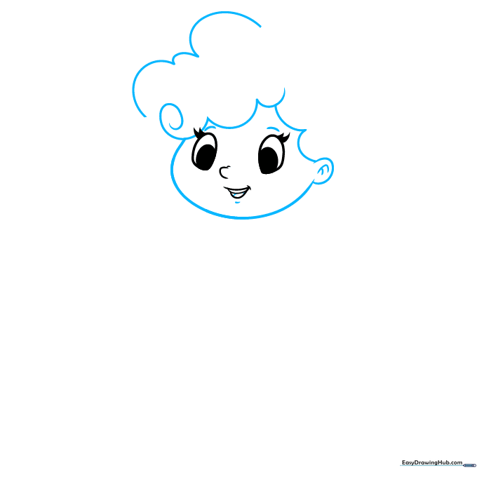 Goldilocks face outline with added ear and curly hair strands.