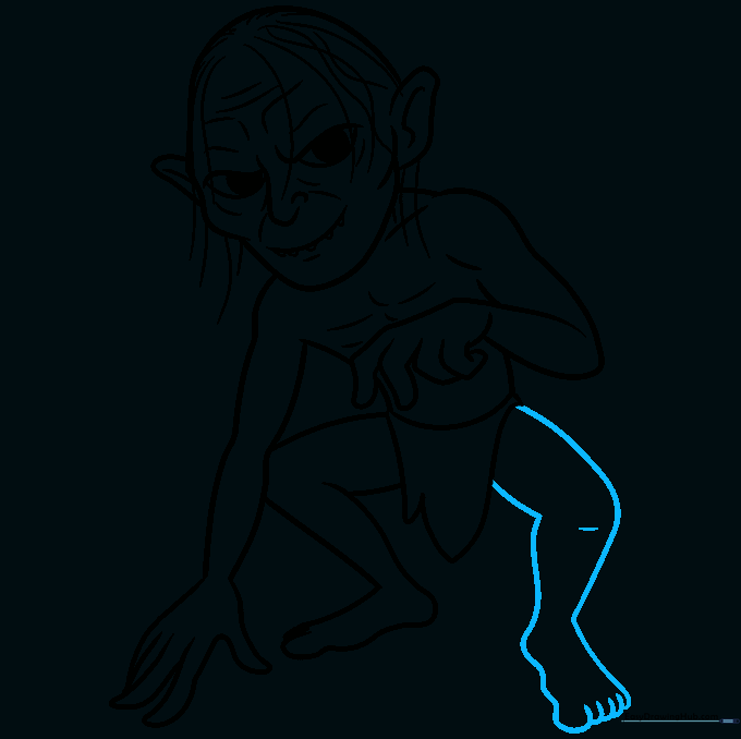 Finalizing the sketch by adding the second leg and knee contour.