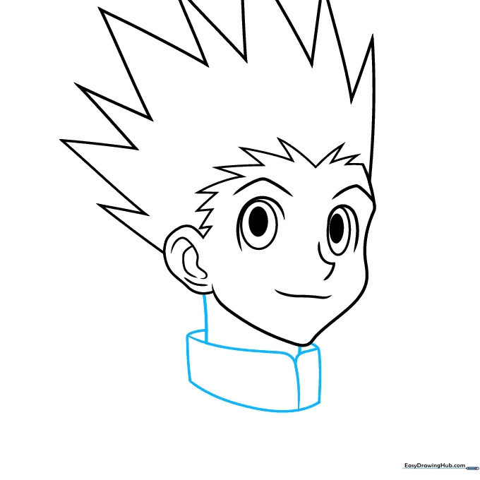 Adding the collar of Gon's jacket beneath the chin.
