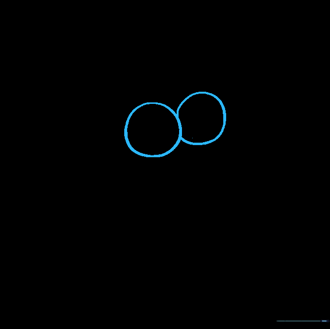 Two small circles drawn on paper as the base for Gonzo's eyes.