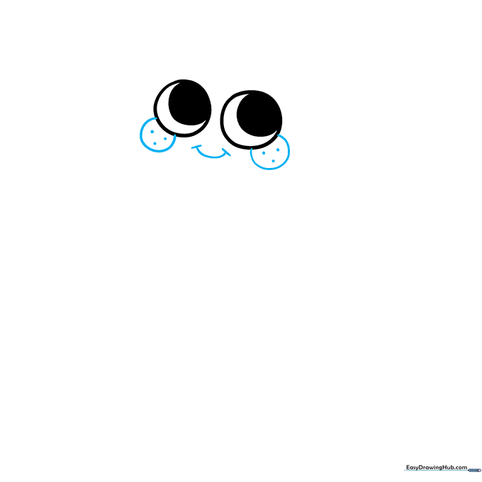 Goob's face showing blushing cheeks with dots and a wide smiling mouth.