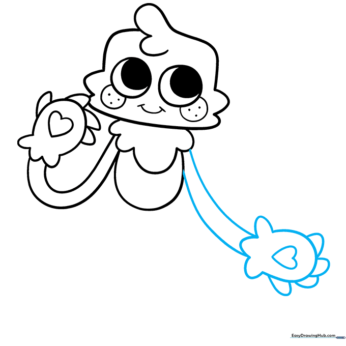 Drawing the second arm and mitten for Goob.