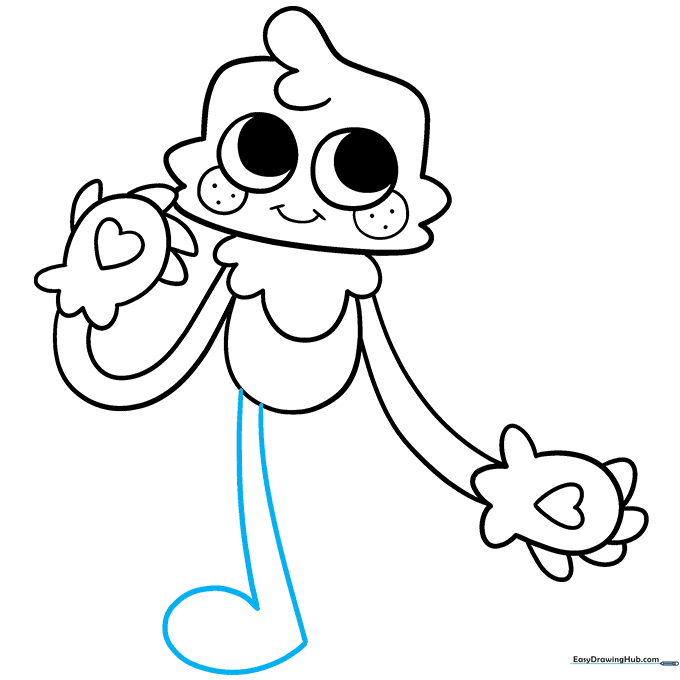 Drawing the first leg of Goob in a music note shape.