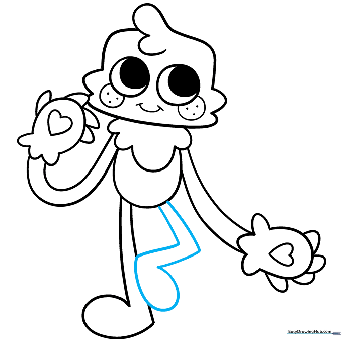 Drawing the second bent leg of Goob.