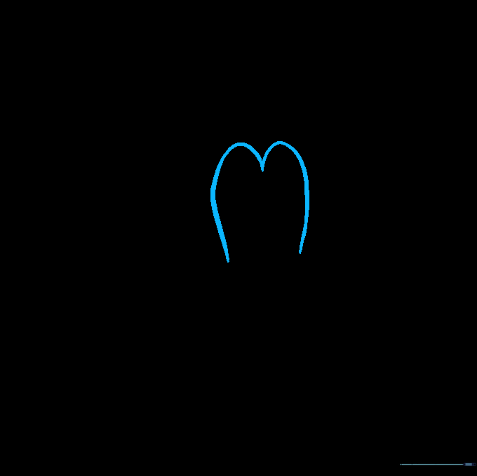 Pencil sketch showing the initial rounded M-shape for Goofy's eye line.