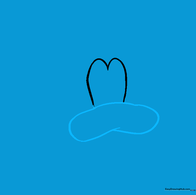 Drawing the snout area by adding a bent oval shape below the eyes.