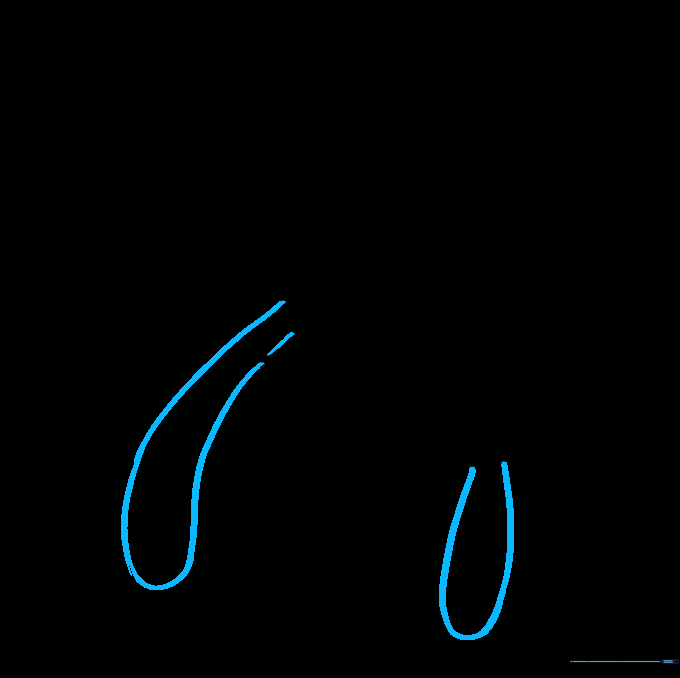 Adding long, curved lines to form Goofy's floppy ears.