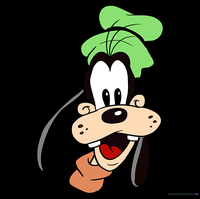 The finished, colored drawing of Goofy.