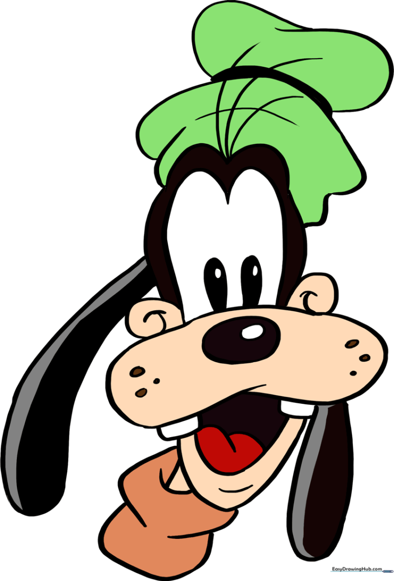 A vibrant, completed illustration of Goofy, perfect for coloring inspiration.