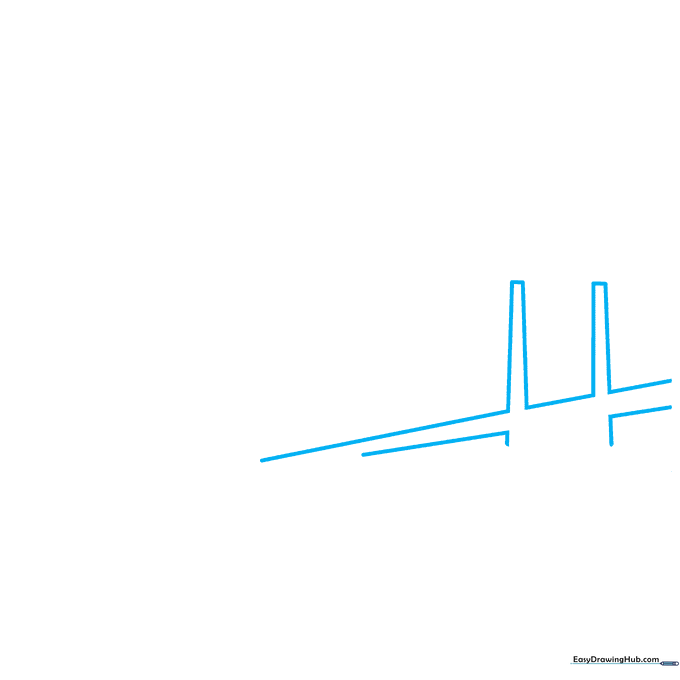 Pencil sketch of a bridge foundation using intersecting curved lines on a white background.