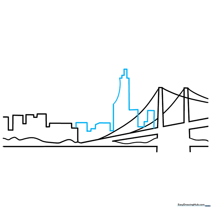 Expanding the city skyline with additional rectangular building shapes.