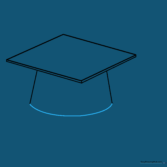 A curved line connecting the bottom of the cap sides to form the base.