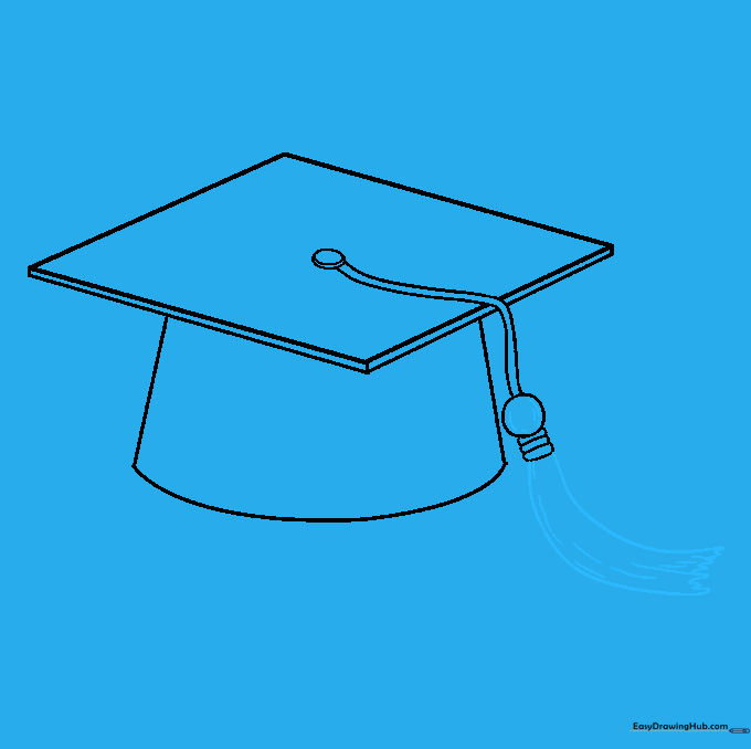 Adding fine details and zigzag lines to complete the texture of the graduation tassel.