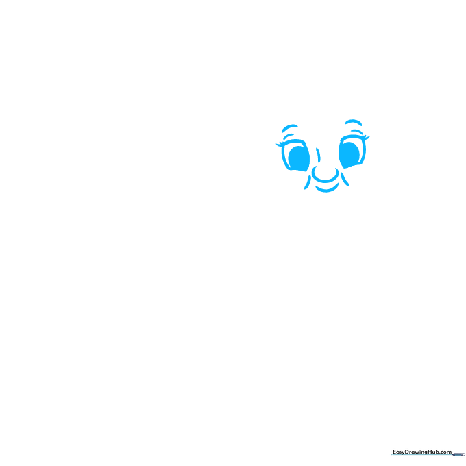 Line drawing of a grandmother's face showing eyes, nose, and mouth with wrinkles.