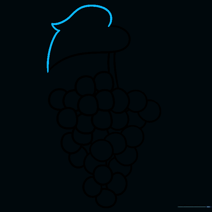 The completed outline of a jagged-edged grape leaf.