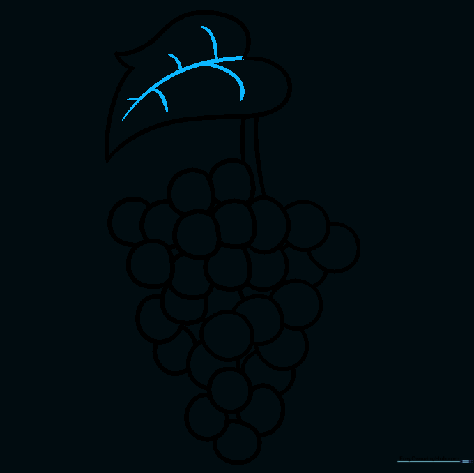 Adding intricate vein details to the center and sides of the grape leaf.