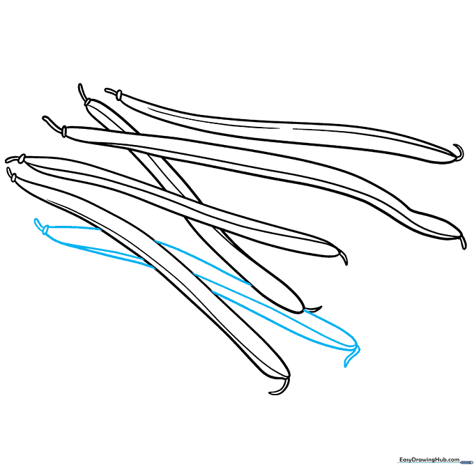 Final line art of the completed green bean pile with guidelines erased.