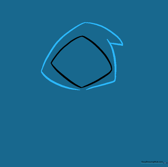 Curved lines added around the diamond shape to form the outer edges of the hood.