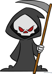 A finished, high-quality illustration of the Grim Reaper holding a scythe.