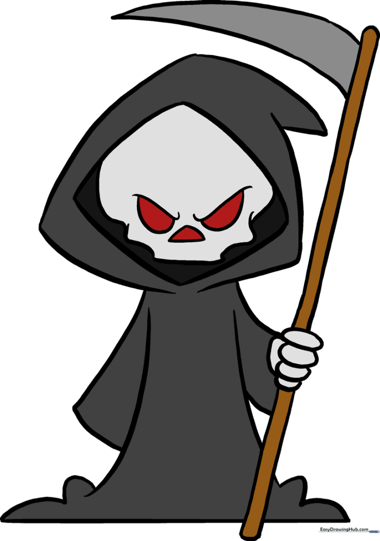 A finished, high-quality illustration of the Grim Reaper holding a scythe.