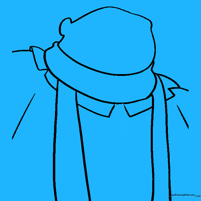 Adding the zipper detail to the center of the jacket with cross-hatch patterns.