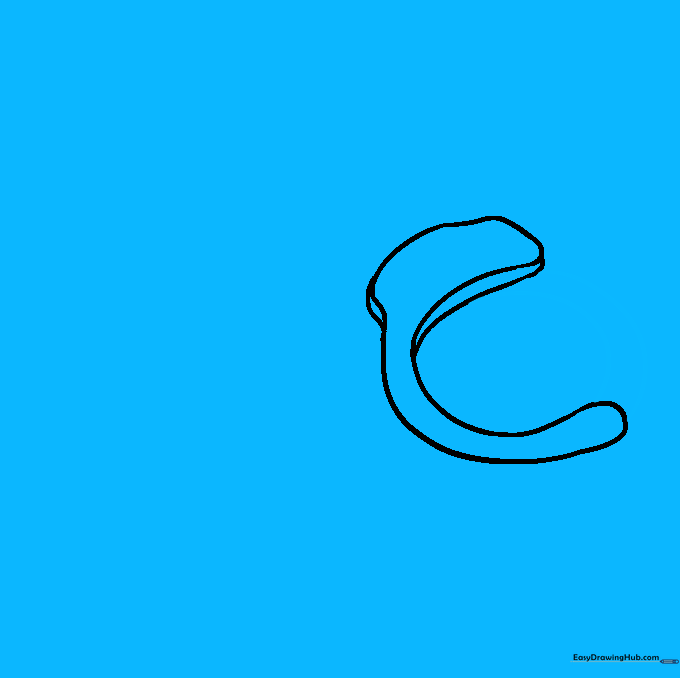 Two curved lines connecting the ends of the C-shape to form the single strand of the handcuff.