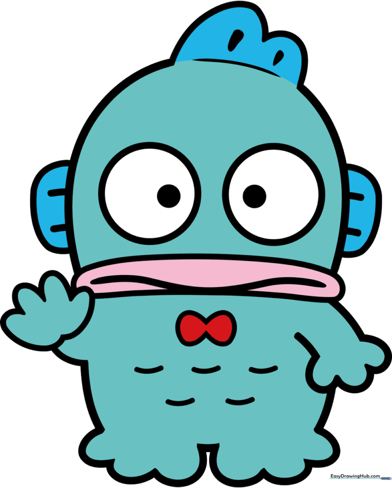 Colorful and finished illustration of the Sanrio character Hangyodon.
