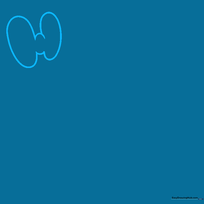 Pencil sketch of a bubble letter H with rounded edges on a white background.