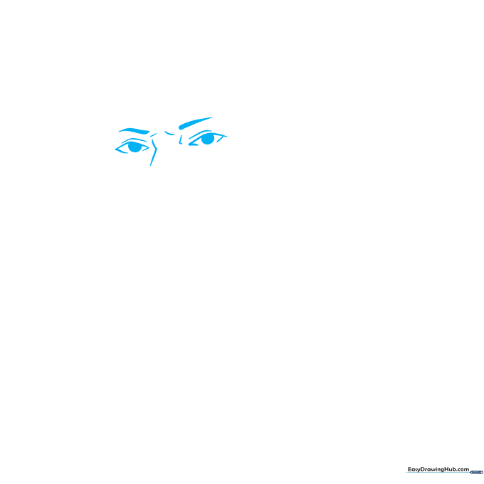 Close-up sketch of Harriet Tubman's eyes and nose bridge showing initial facial proportions.