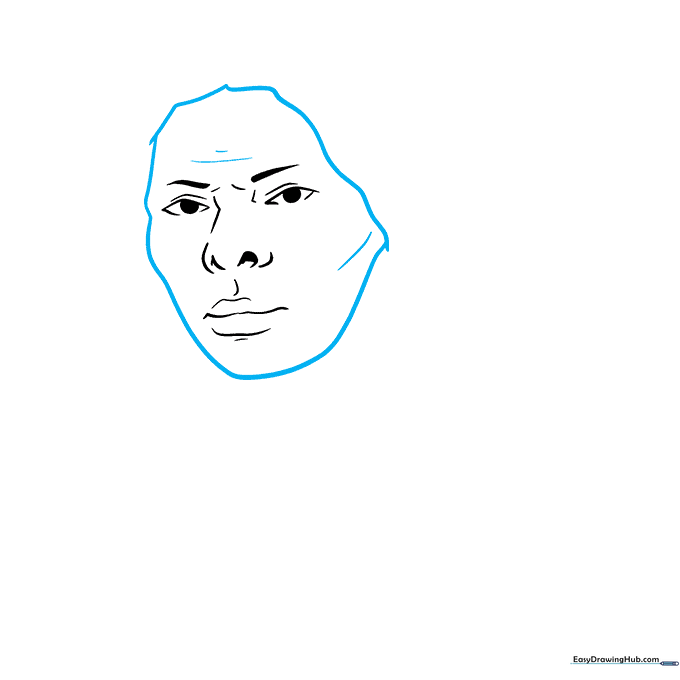 Outline of the face shape and hairline for the Harriet Tubman drawing.