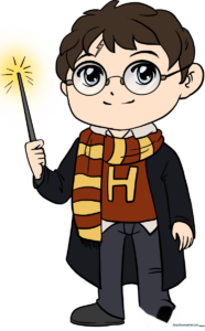 Colorful, high-quality illustration of Harry Potter, serving as the final goal for the drawing tutorial.