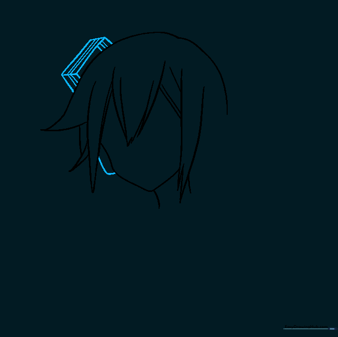Drawing the rectangular hair clips on Miku's head
