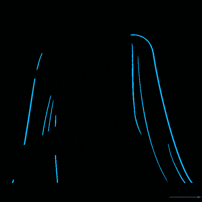 Adding the long pigtails to Miku's head