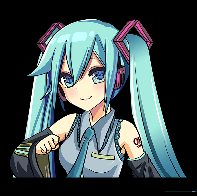 Finished Hatsune Miku drawing with color