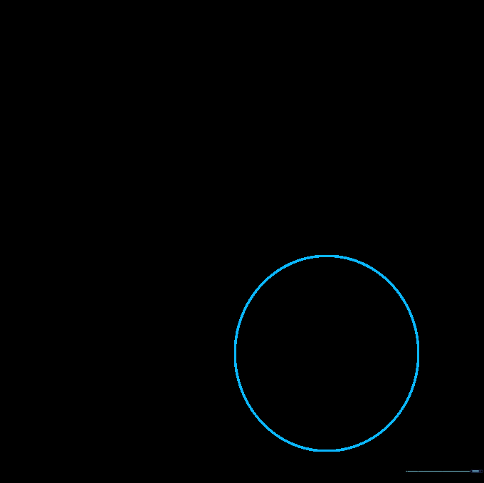 A simple light pencil circle drawn on a white background as the starting point for a headphone earcup.