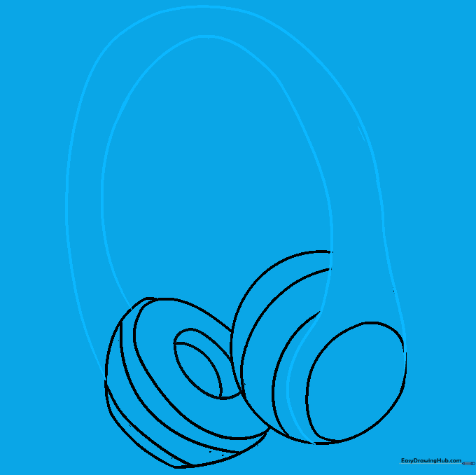 Two long parallel curved lines forming the headband connecting both earcups.