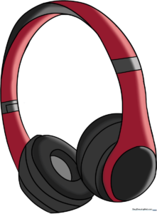 A vibrant, finished illustration of modern headphones, showcasing the completed drawing tutorial.
