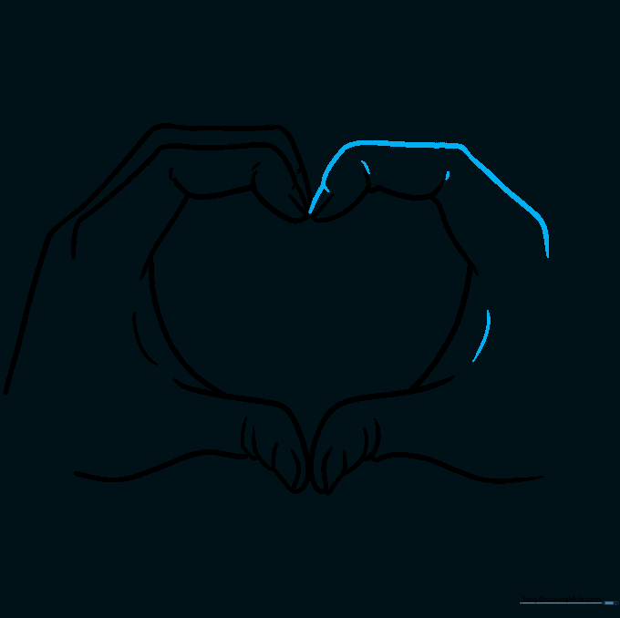 Refining the fingers with final detail lines for a polished look.