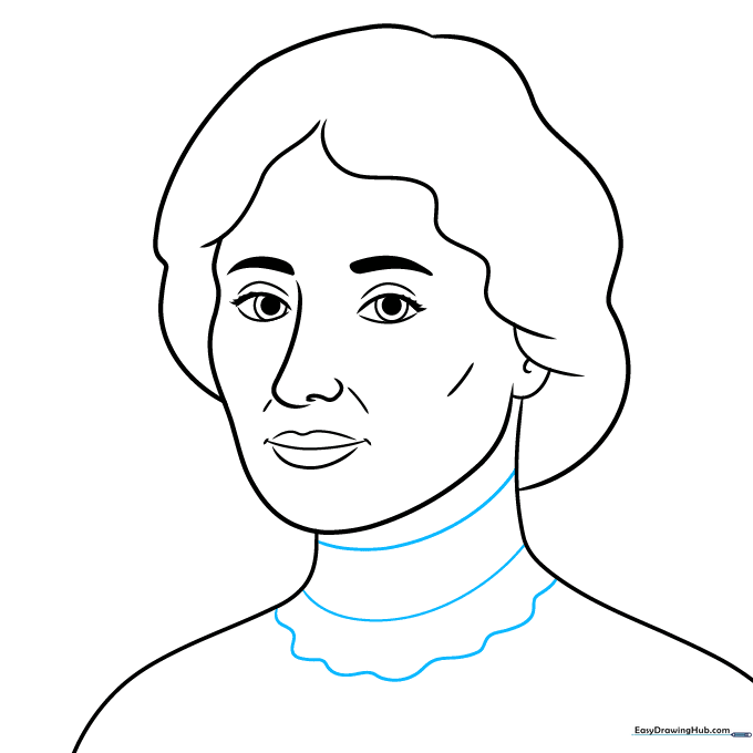 A scalloped collar is added to the neck area of the drawing.