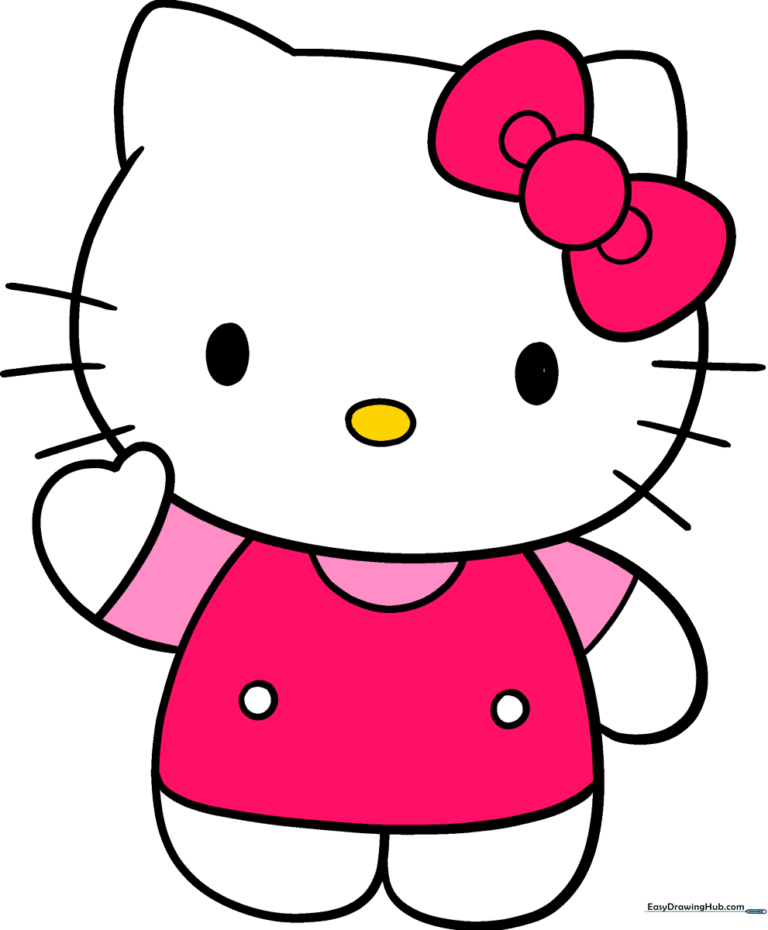 Completed Hello Kitty drawing, colored and ready to display.