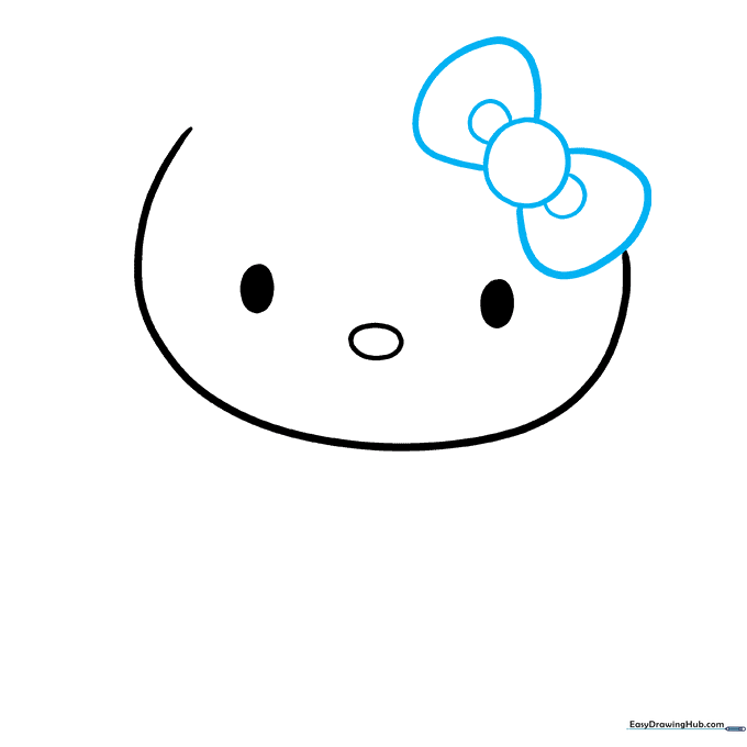 Adding the iconic bow detail to the top right side of Hello Kitty's head.