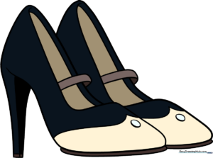 A colorful, finished drawing of a pair of fashionable high heels.