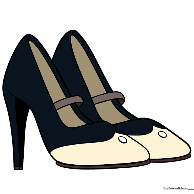 Finished, colored illustration of a pair of stylish high heels.