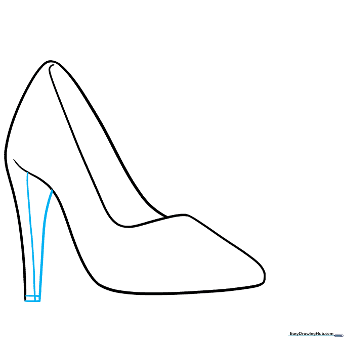 Detailing the base of the heel with a small rectangular heel cap.