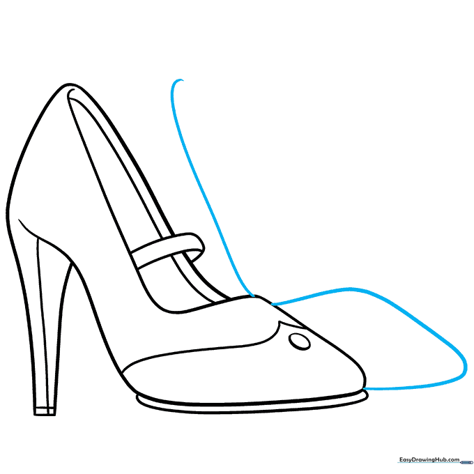 Beginning the outline of a second high heel shoe in the background.